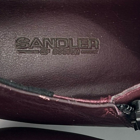 Sandler of Boston Leather Side Zippered Bootie Size 9.5 Maroon Flaw - Picture 16 of 16